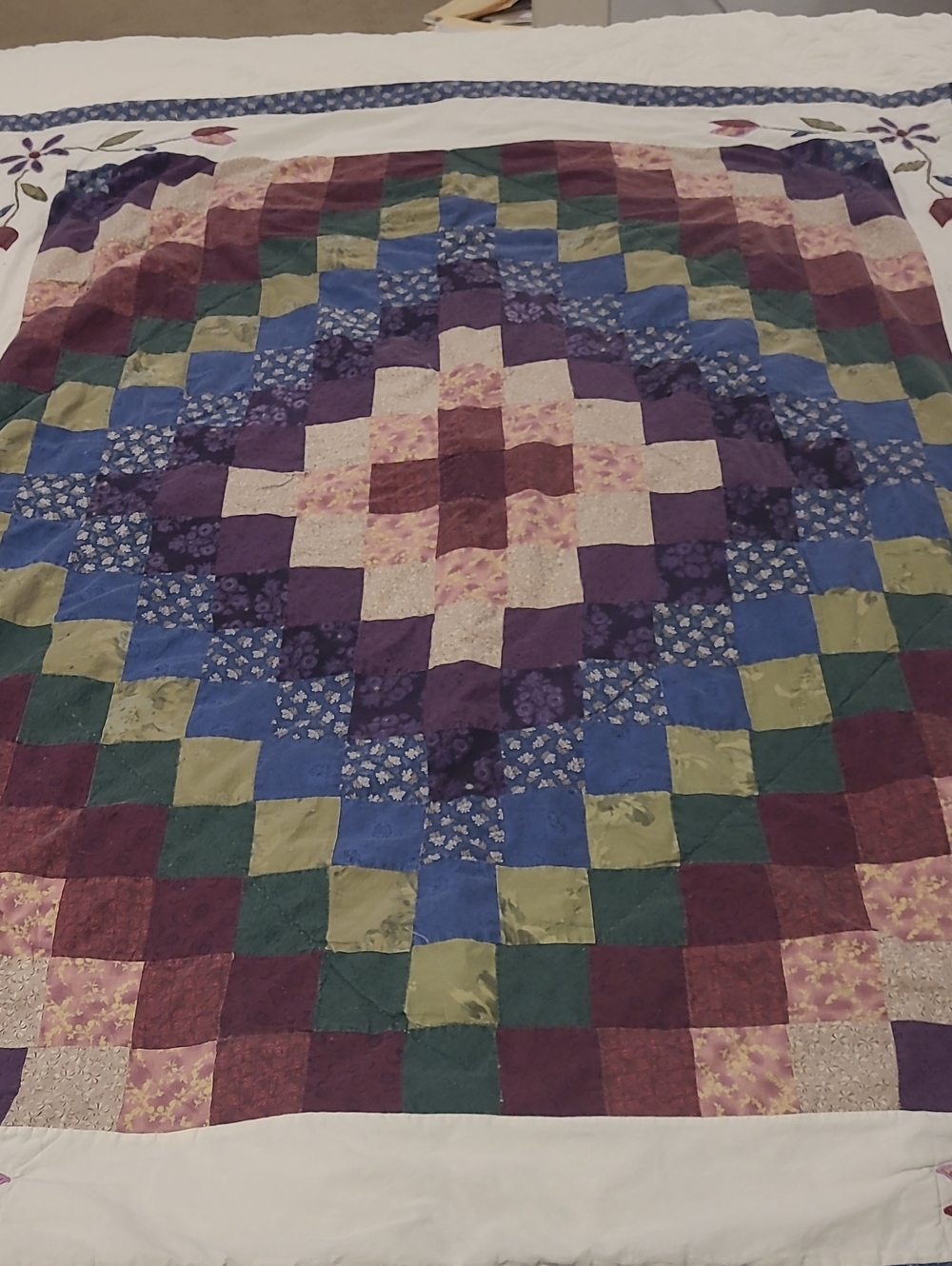 Multicolor Patchwork Quilt - Purple, Blue & Green